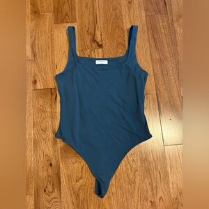 Aritzia Babaton Square Neck Teal Bodysuit